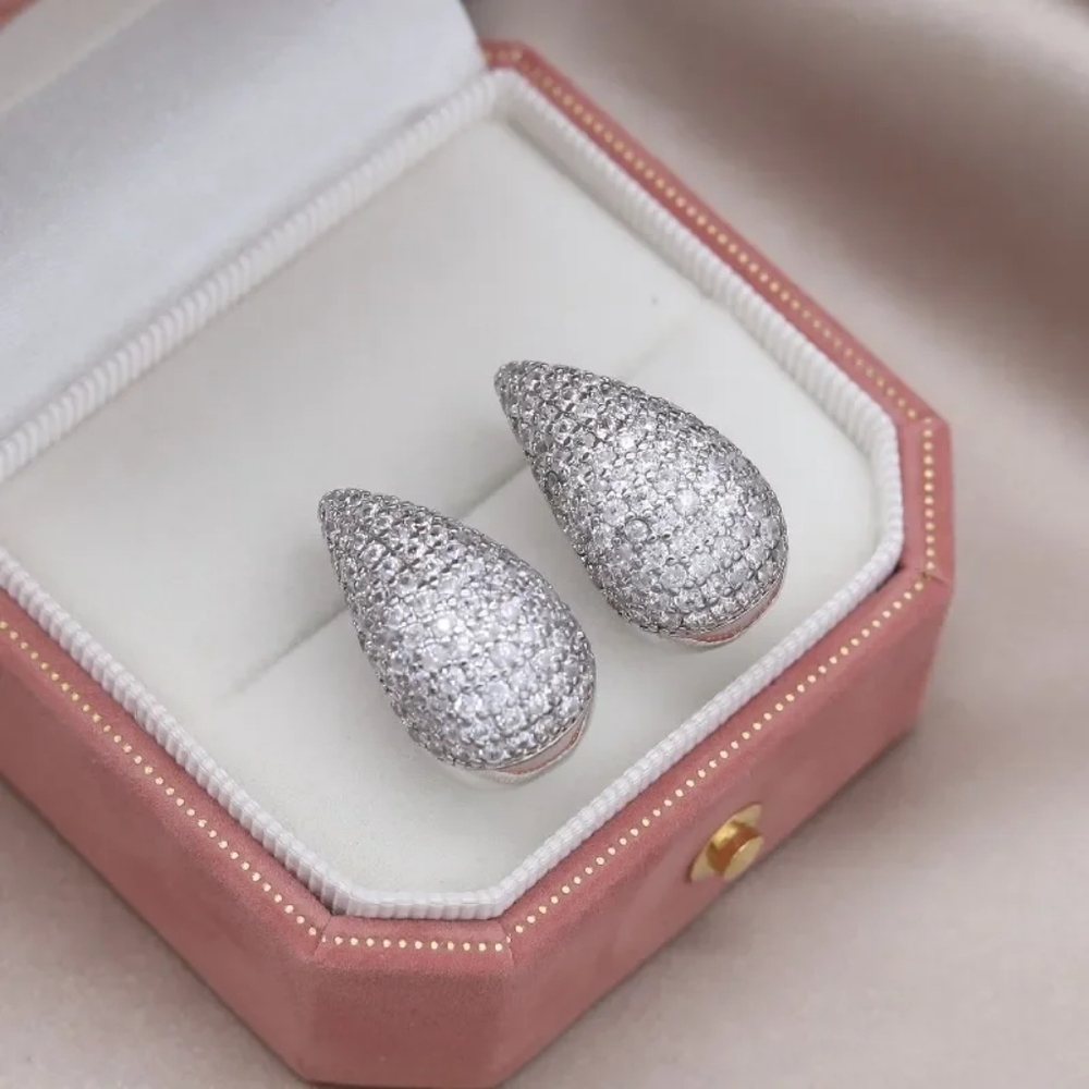 14k gold diamond earrings - Picture 2 of 5